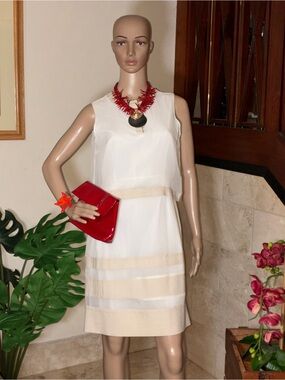 Marienbad Ivory Linen-Trim Button Front Top